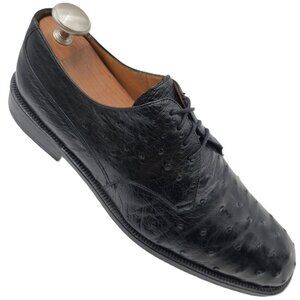 Mezlan Platinum Exotic Full Quill Ostrich Dress Shoes Men's 11.5M Black Oxfords